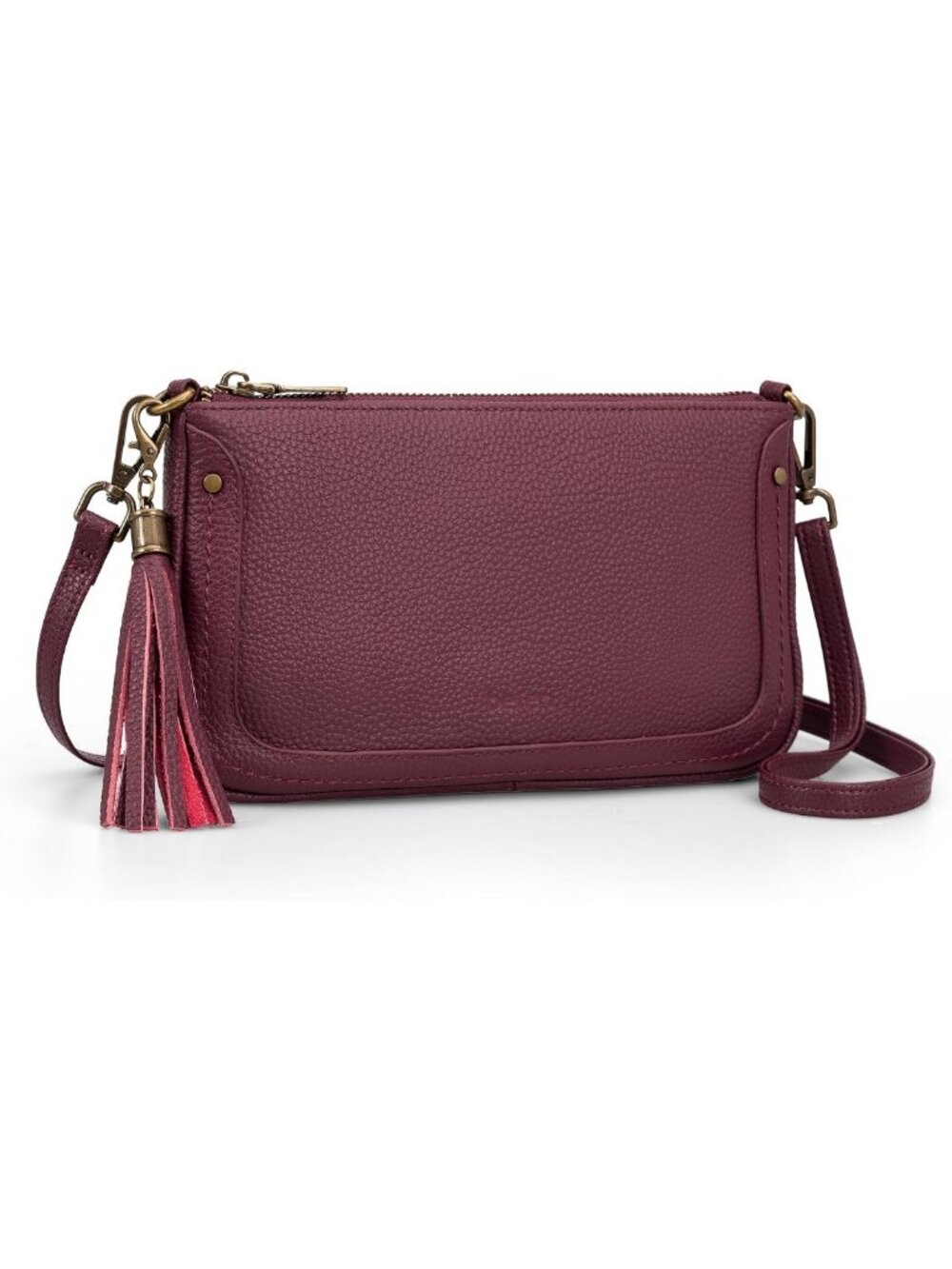 Genuine Leather Crossbody Cell Phone Bag with Built-in Wallet, Stylish